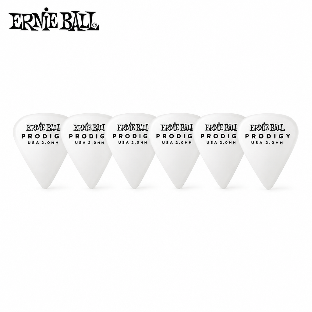 Ernie Ball Prodigy Picks 6 Set / 2.0mm Sharp - White (P09341)